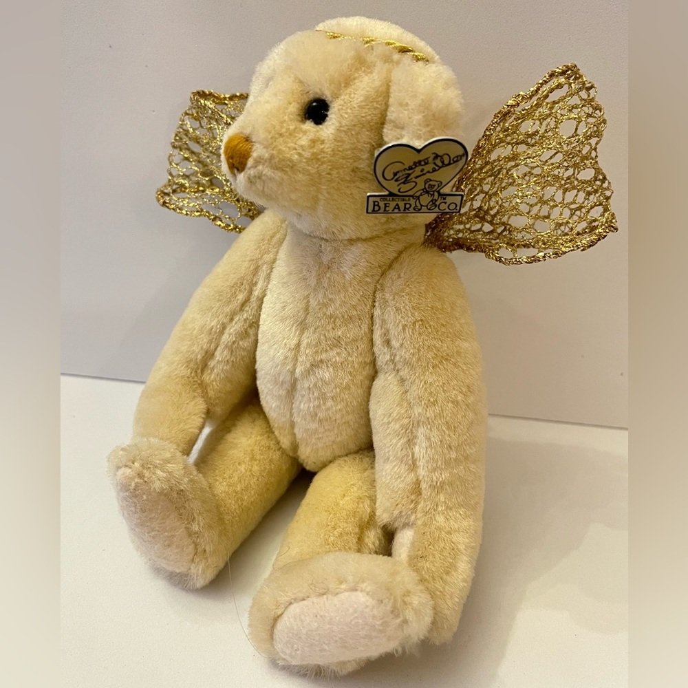 Annette Funicello Collectible Bear Co Angel Jointed Teddy Bear Wings Halo 7”